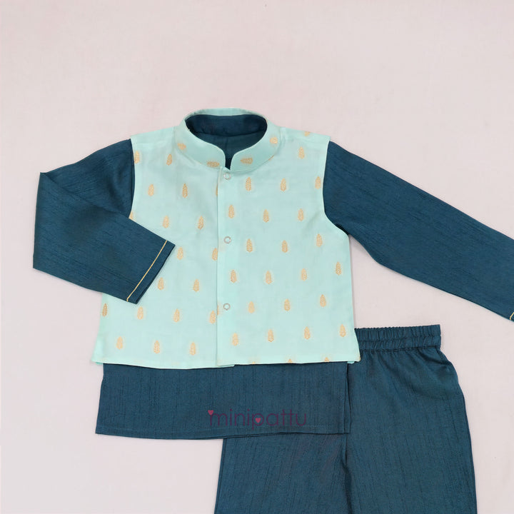 Sathvik - Aqua Blue Teal Jacket set
