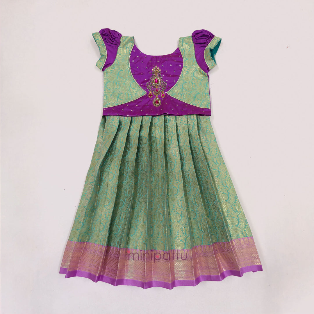 Nakshatra - Green Lilac Pattu Pavadai Minipattu