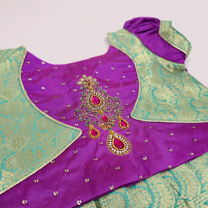 Nakshatra - Green Lilac Pattu Pavadai Minipattu