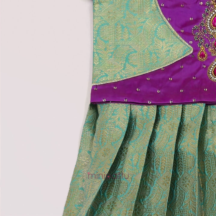 Nakshatra - Green Lilac Pattu Pavadai Minipattu