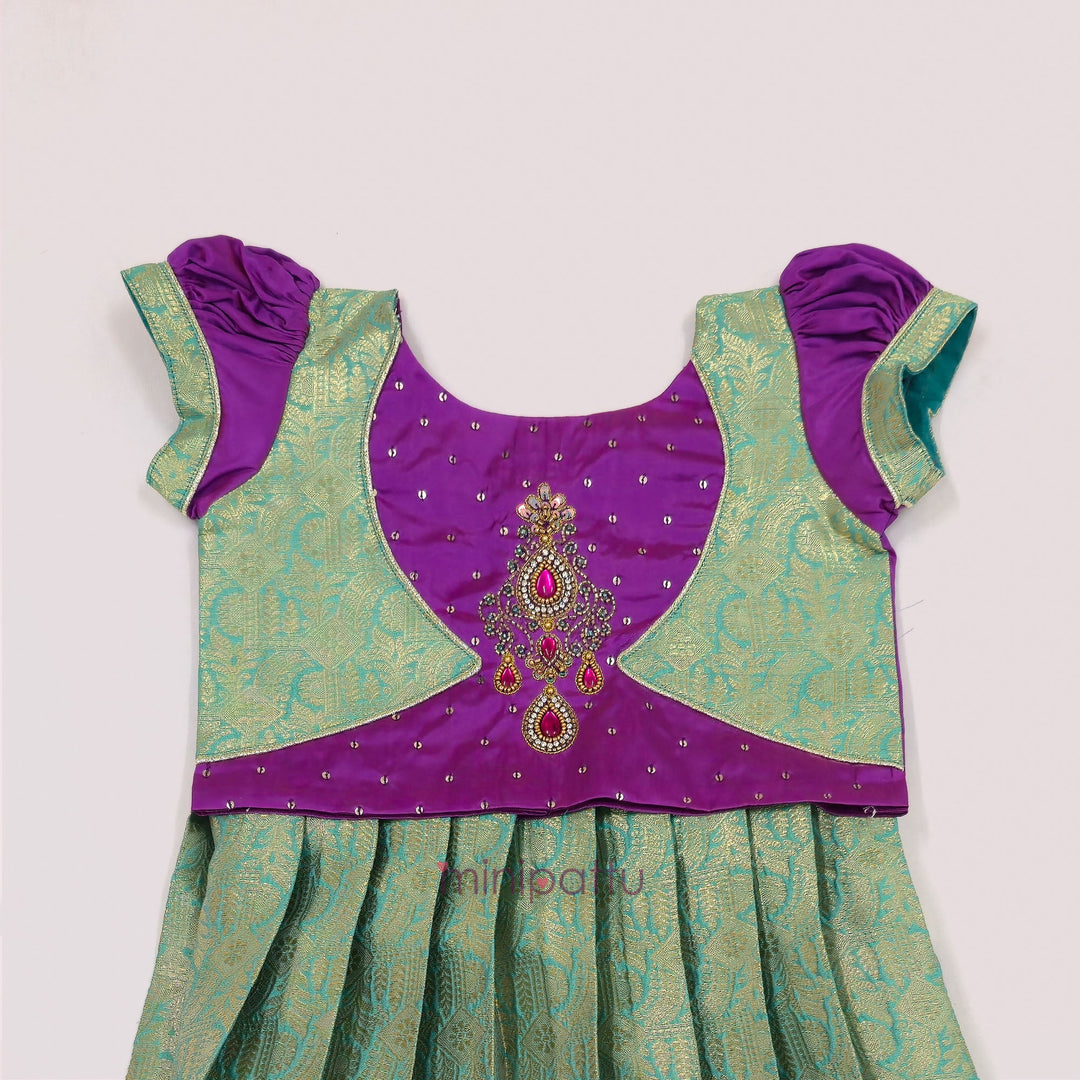 Nakshatra - Green Lilac Pattu Pavadai Minipattu