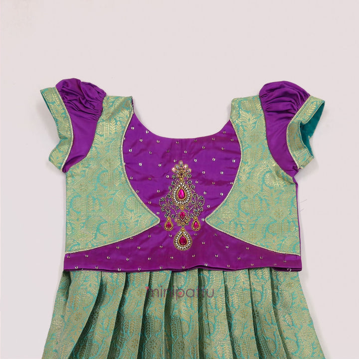 Nakshatra - Green Lilac Pattu Pavadai Minipattu