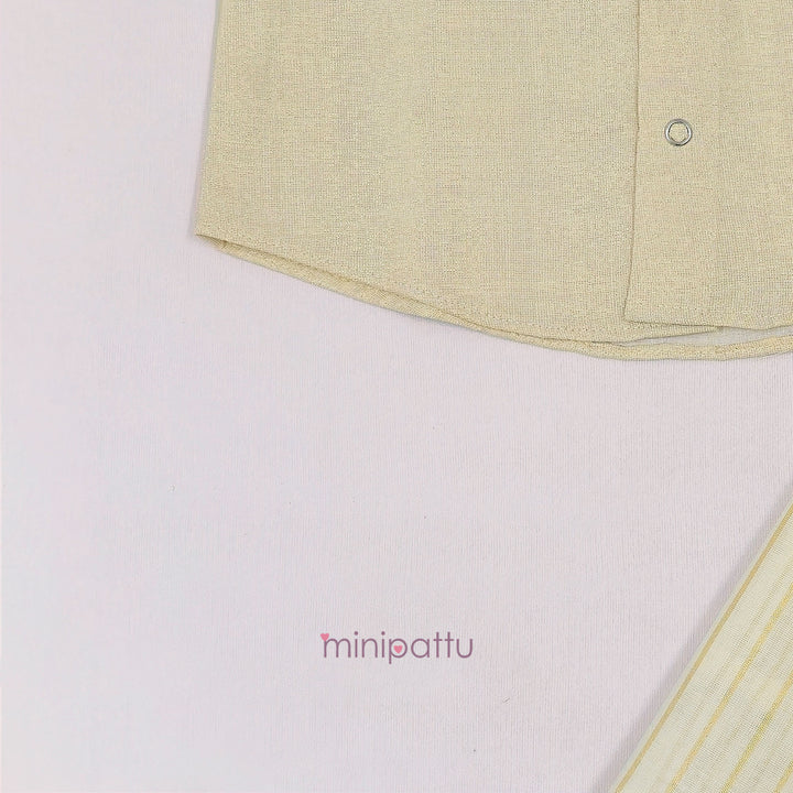 Murugan Half White Tissue Kurta Shirt & Veshti set