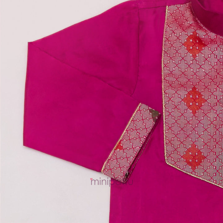 Deepak - Pink Kurta & Veshti Set