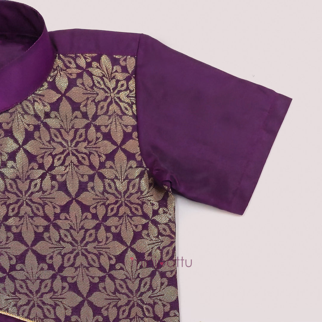 Adarsh - Dark Purple Shirt & Veshti Set