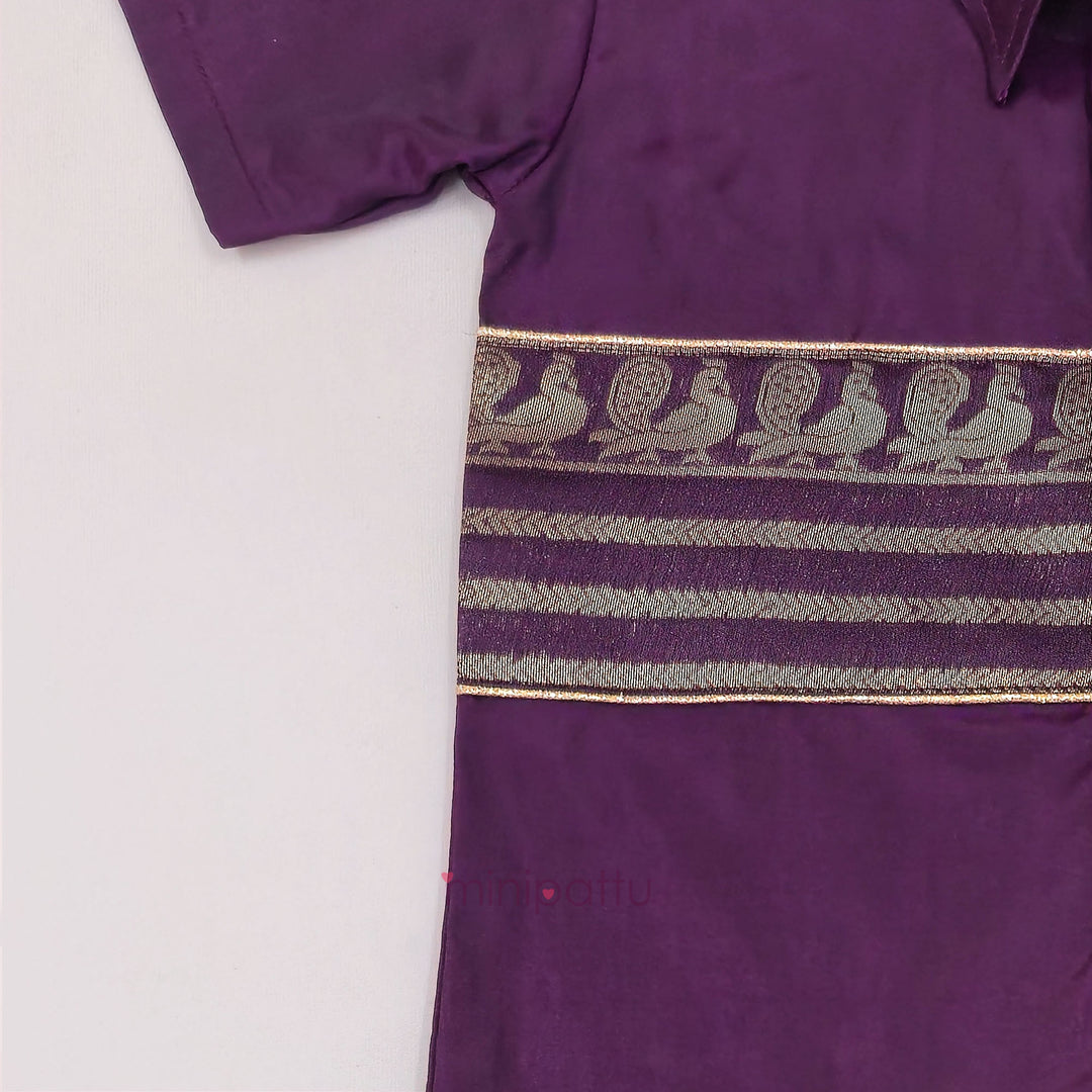 Sharvan - Dark Purple Shirt & Veshti Set