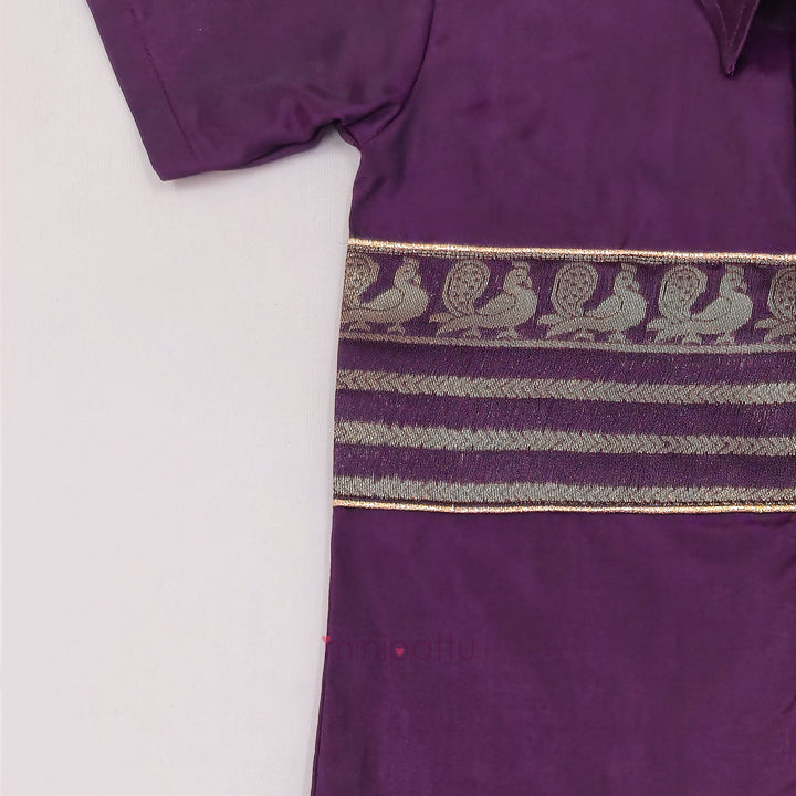 Sharvan - Dark Purple Shirt & Veshti Set