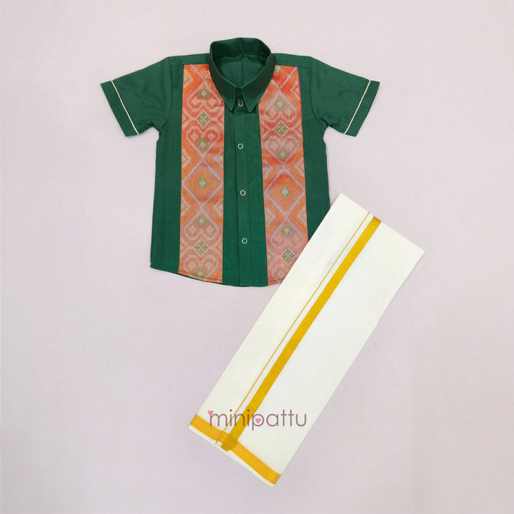 Girish - Green Shirt & Veshti Set