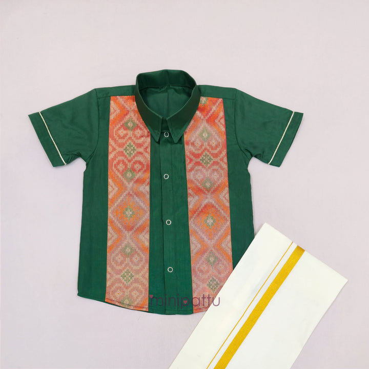 Girish - Green Shirt & Veshti Set