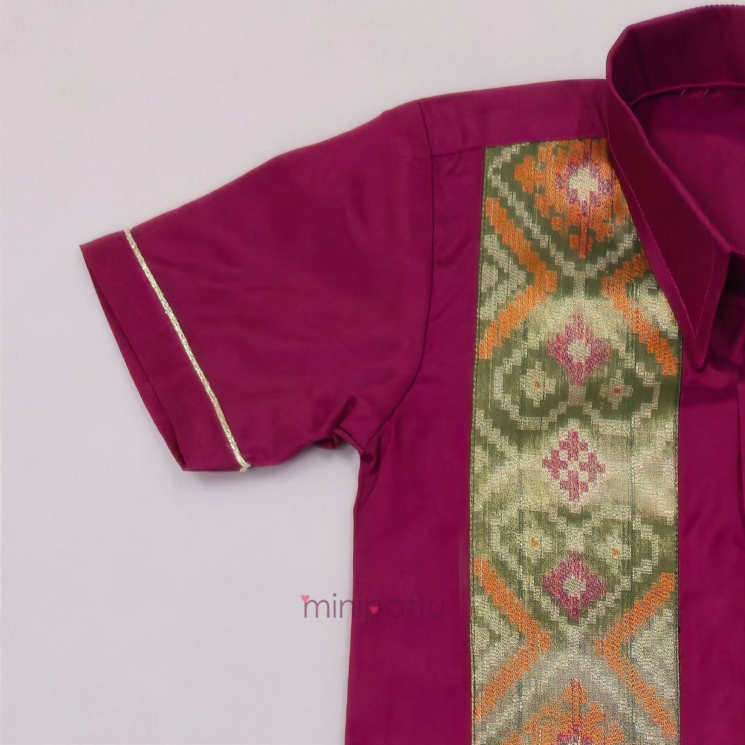 Girish - Burgundy Shirt & Veshti Set