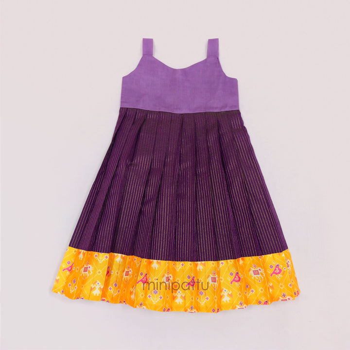 Patola Yellow Purple Pattu Pavadai Minipattu