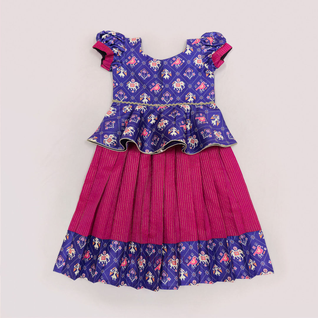 Patola Violet Pink Pattu Pavadai Minipattu