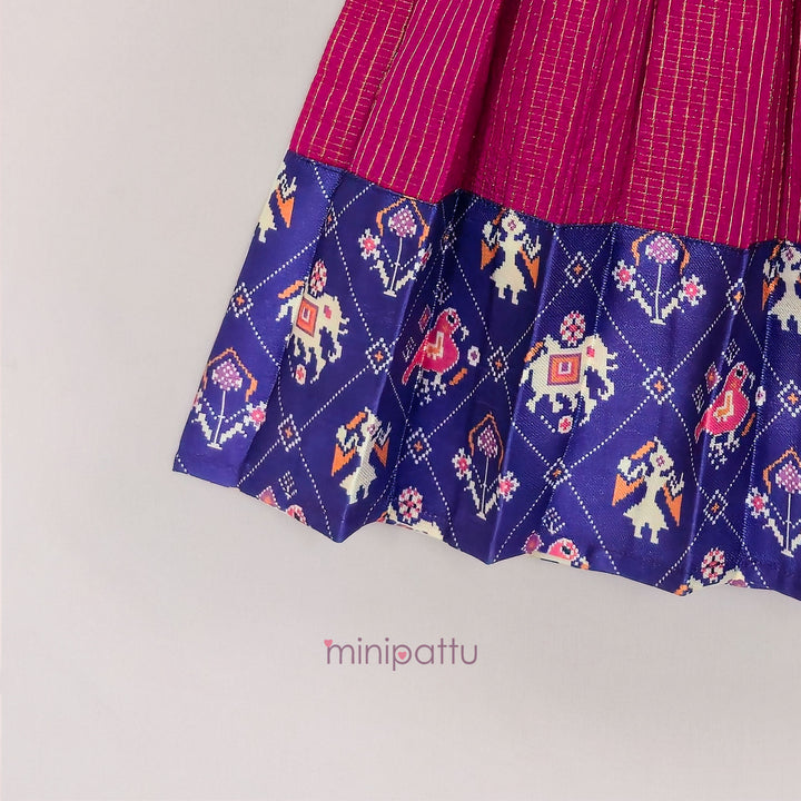 Patola Violet Pink Pattu Pavadai Minipattu