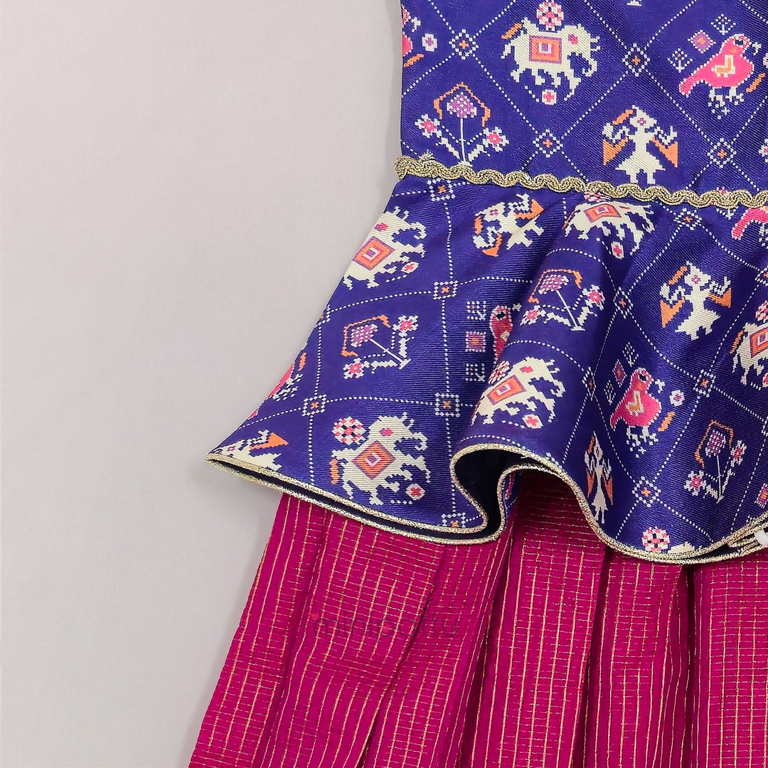 Patola Violet Pink Pattu Pavadai Minipattu