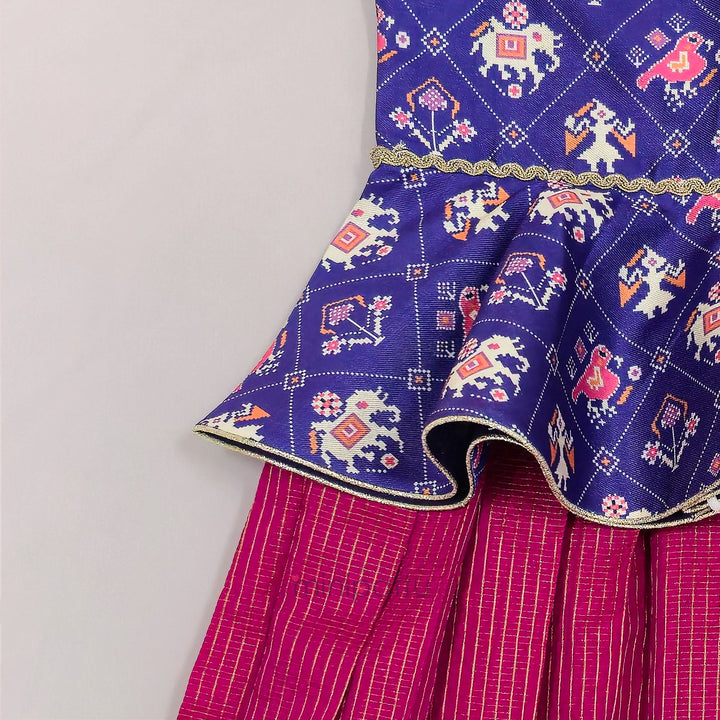 Patola Violet Pink Pattu Pavadai Minipattu