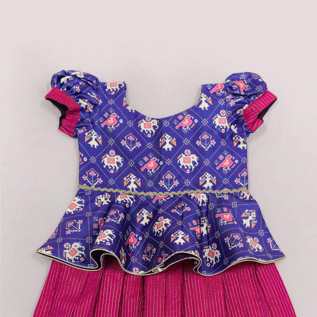 Patola Violet Pink Pattu Pavadai Minipattu