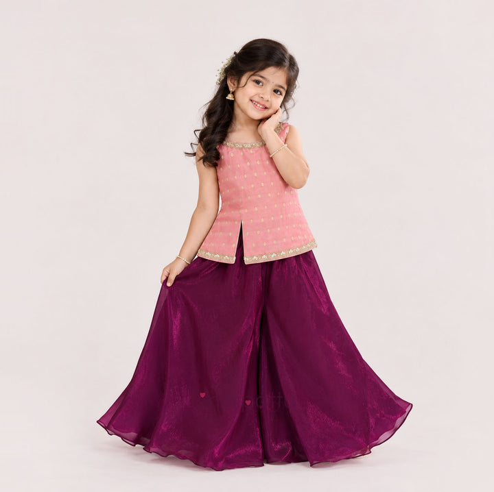 Sharon - Pink Wine Designer Sharara Minipattu