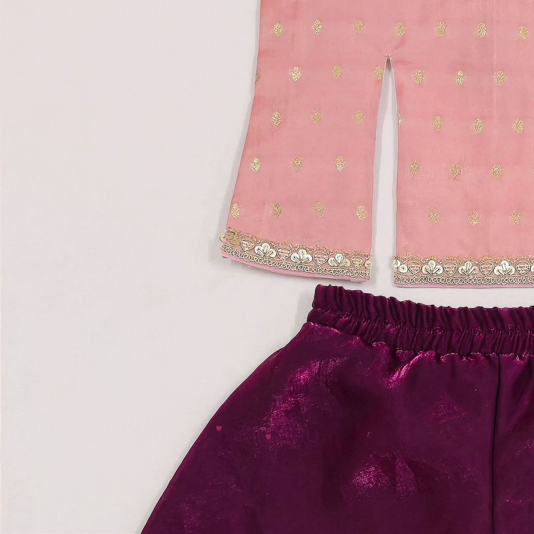 Sharon - Pink Wine Designer Sharara Minipattu