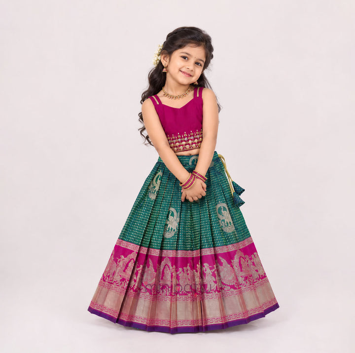 Aaradhana - Pink Teal Designer Minipattu