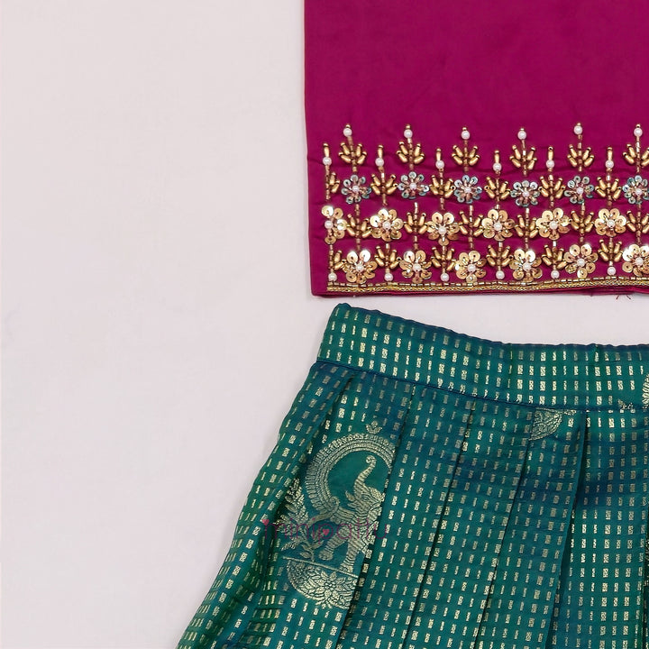 Aaradhana - Pink Teal Designer Minipattu
