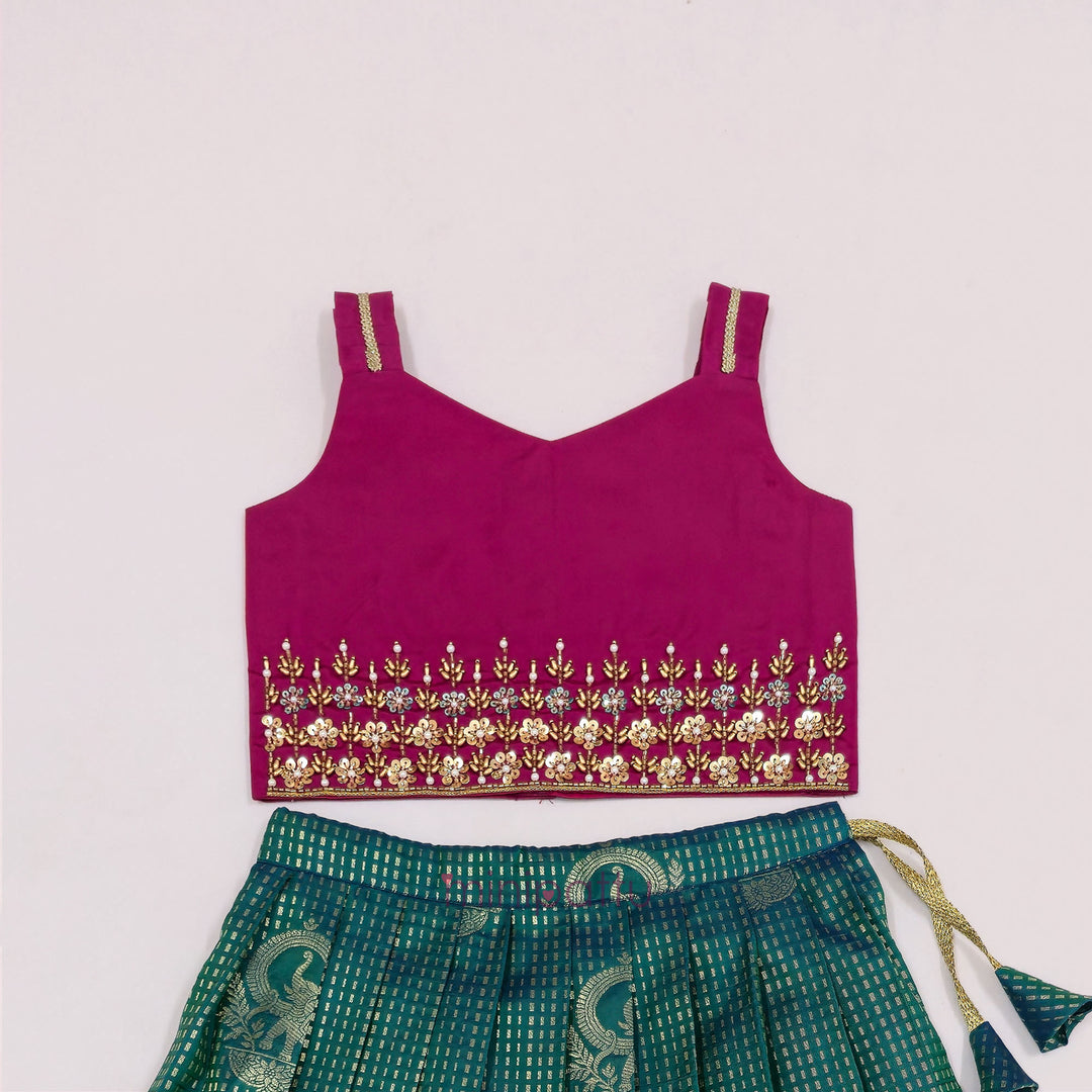 Aaradhana - Pink Teal Designer Minipattu