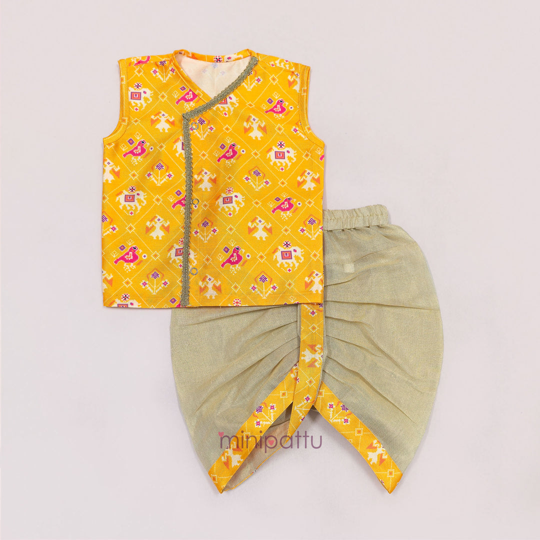 Patola Yellow Jabla Set Minipattu