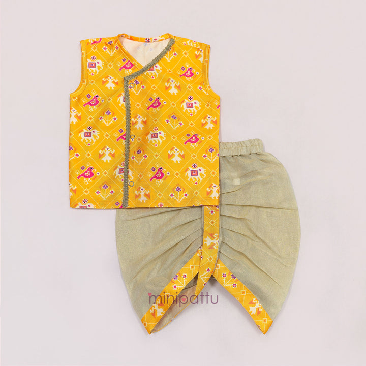 Patola Yellow Jabla Set Minipattu