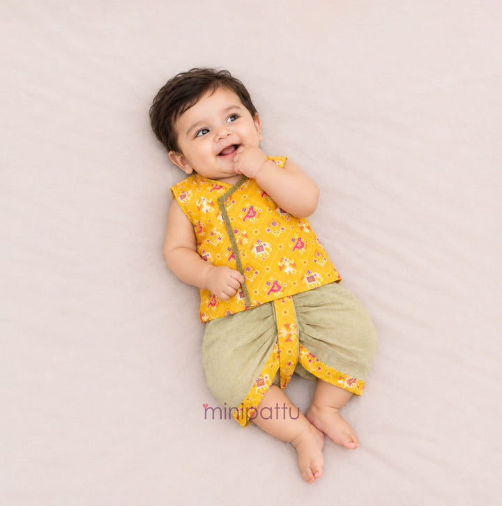Patola Yellow Jabla Set Minipattu