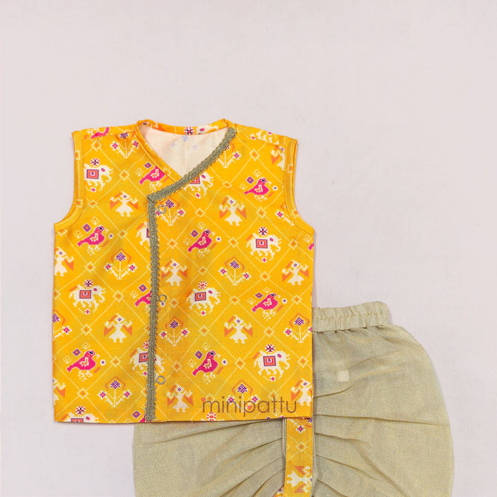 Patola Yellow Jabla Set Minipattu