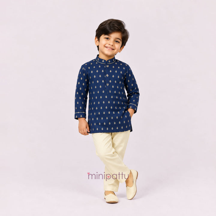 Naren - Navy Blue Kurta & Pant set