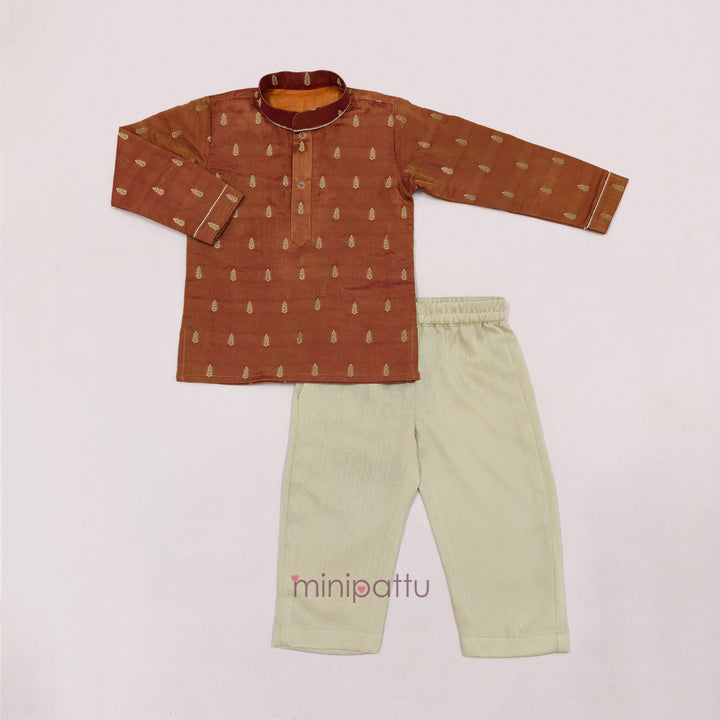 Naren - Rust Orange Kurta & Pant set