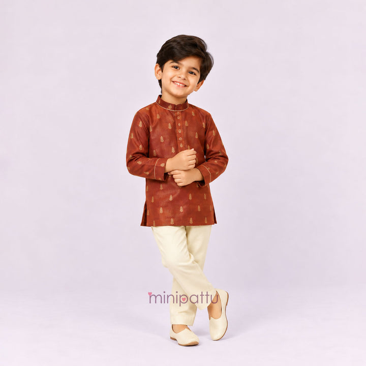 Naren - Rust Orange Kurta & Pant set