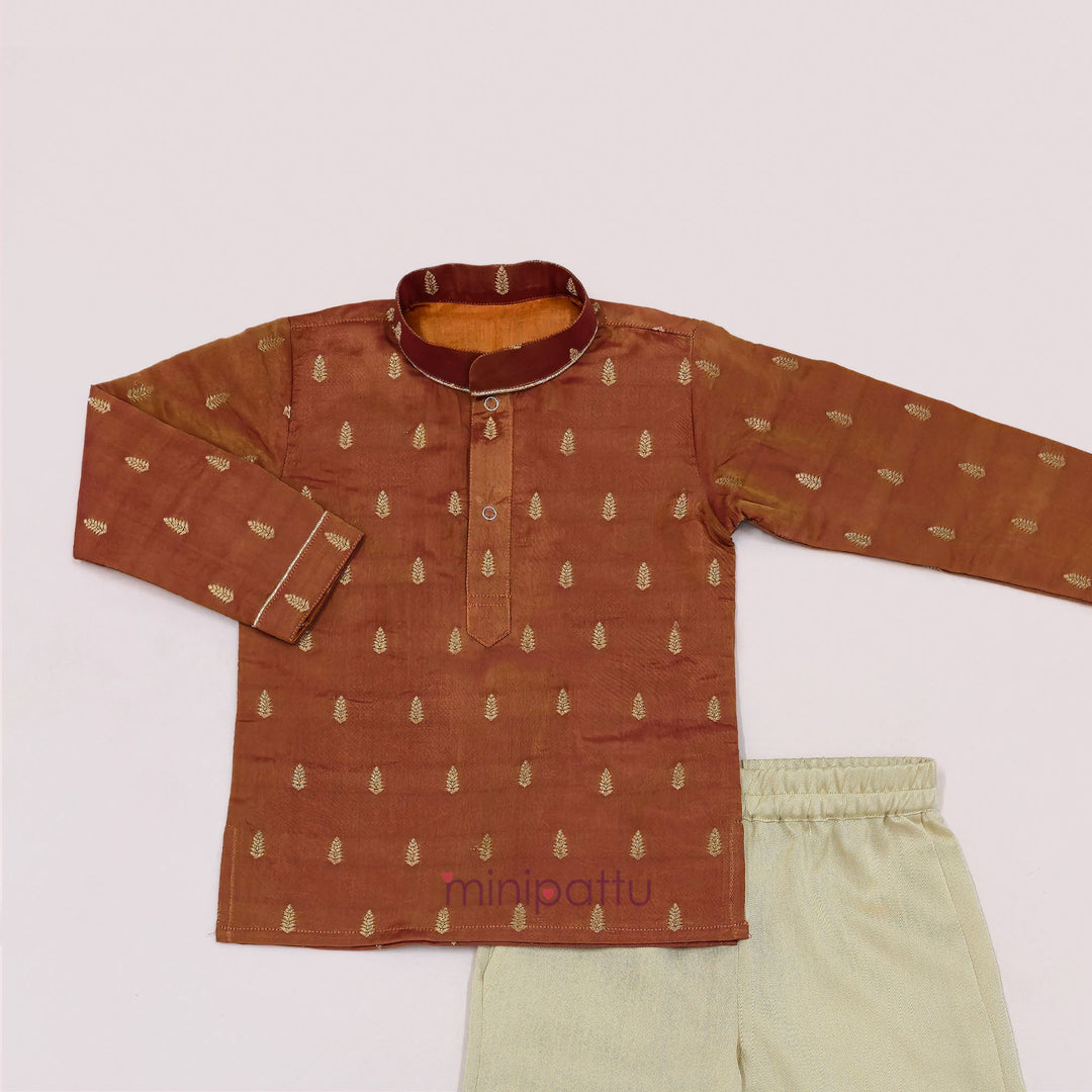 Naren - Rust Orange Kurta & Pant set