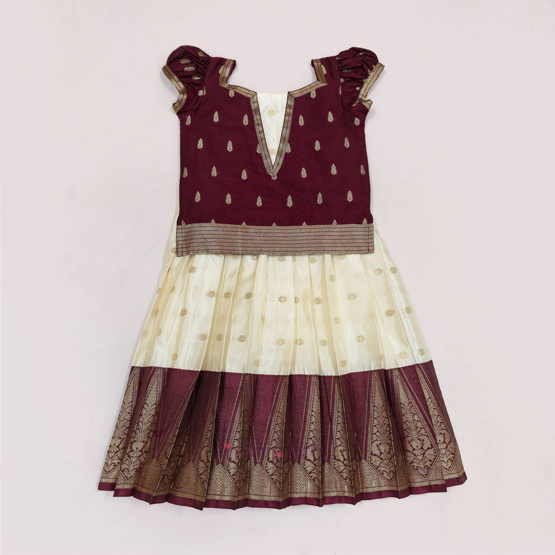 Abirami -Maroon Pattu Pavadai Minipattu