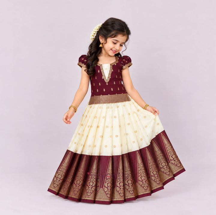 Abirami -Maroon Pattu Pavadai Minipattu