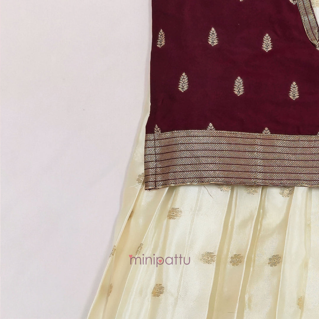 Abirami -Maroon Pattu Pavadai Minipattu