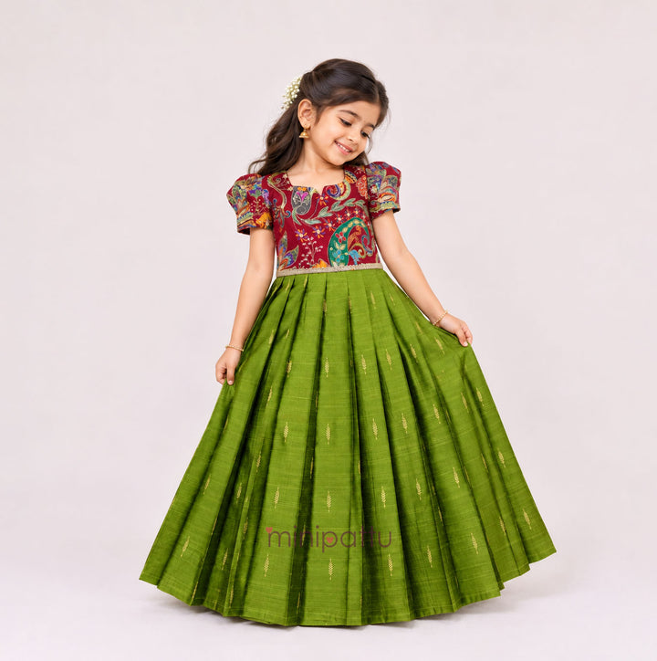 Kashvi - Maroon Green Frock Minipattu