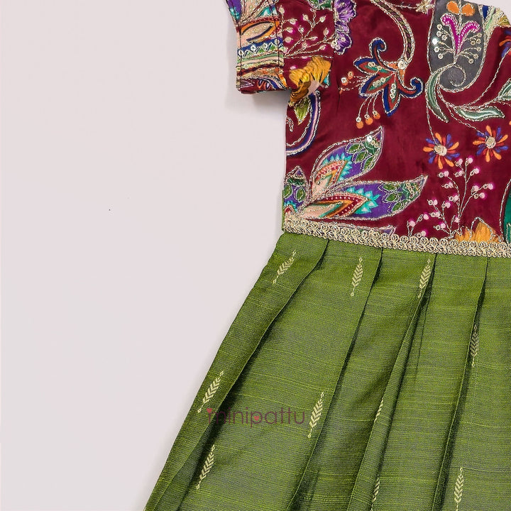 Kashvi - Maroon Green Frock Minipattu