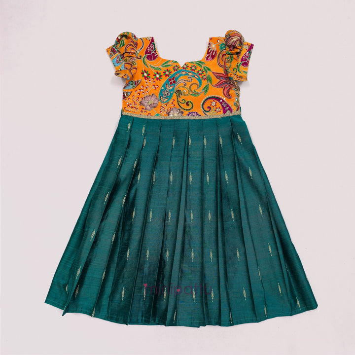 Kashvi - Yellow Teal Frock Minipattu