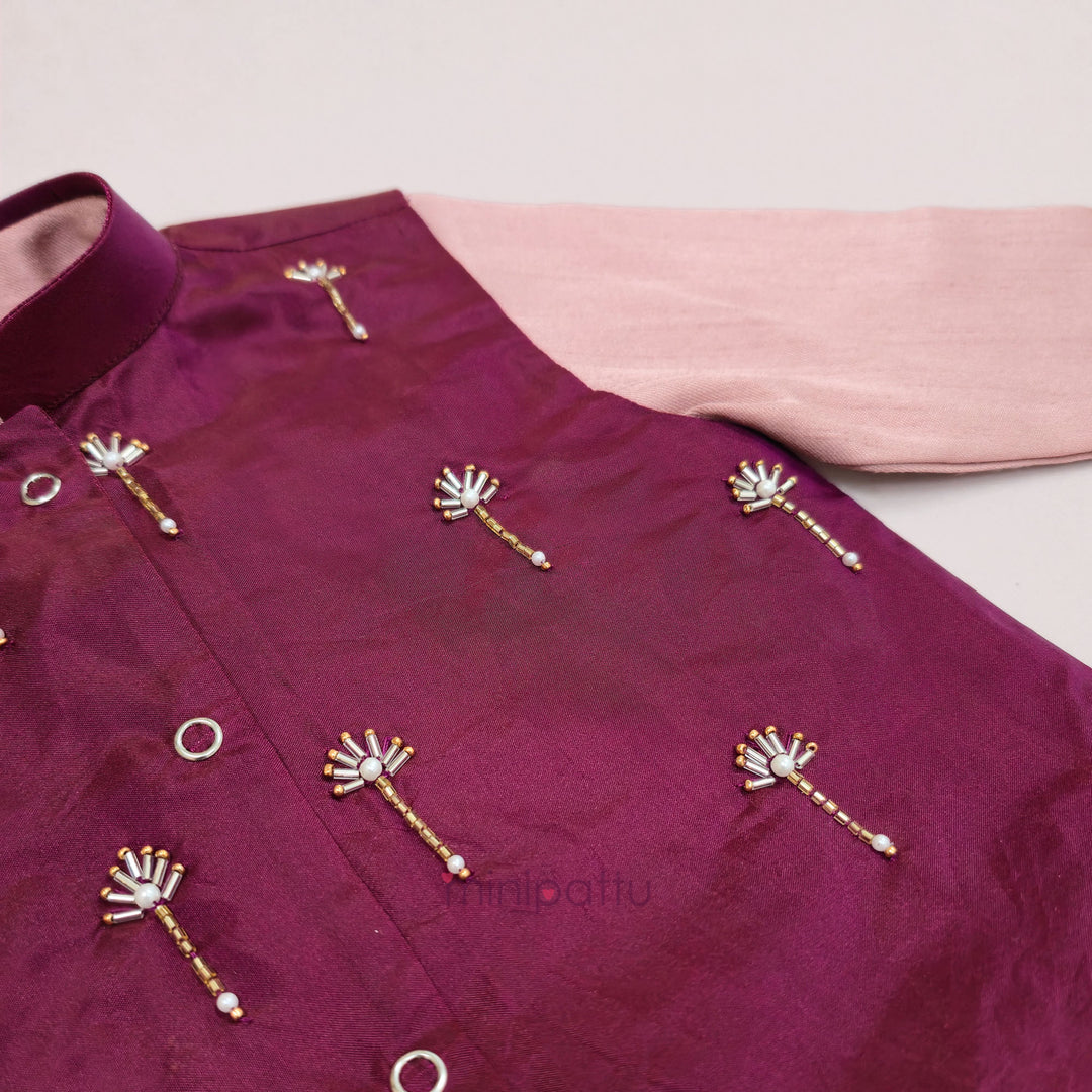 Advik - Mauve Pink Burgundy Embellished Jacket set