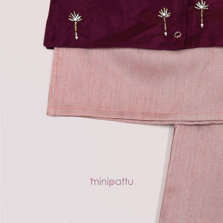 Advik - Mauve Pink Burgundy Embellished Jacket set