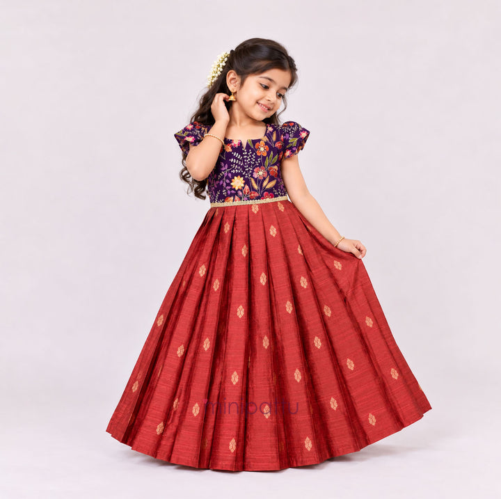 Kashvi - Violet Rust Frock Minipattu