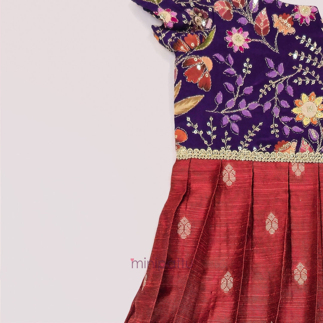 Kashvi - Violet Rust Frock Minipattu