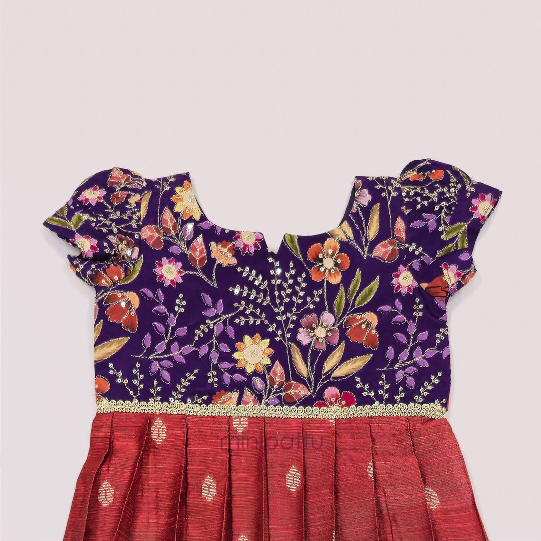 Kashvi - Violet Rust Frock Minipattu