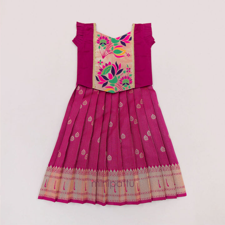 Paithani Pink Pattu Pavadai Minipattu