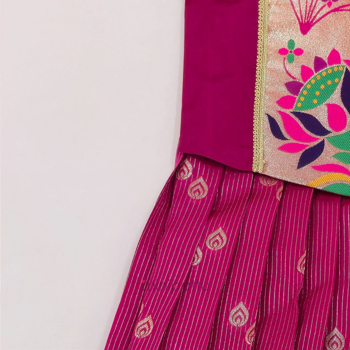 Paithani Pink Pattu Pavadai Minipattu