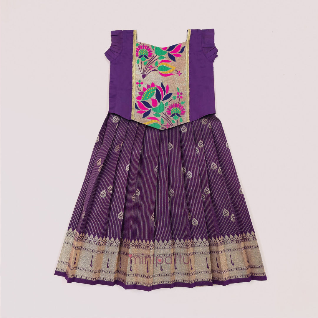 Paithani Purple Pattu Pavadai Minipattu