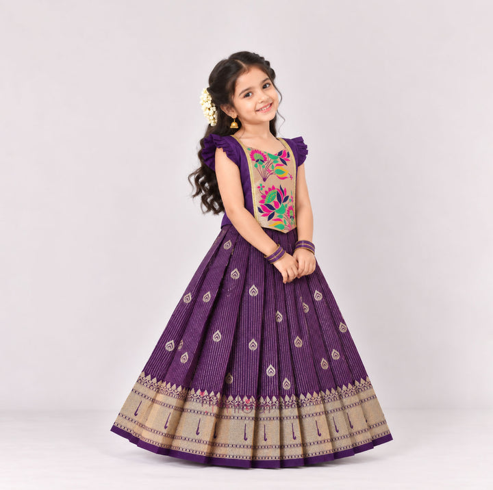 Paithani Purple Pattu Pavadai Minipattu