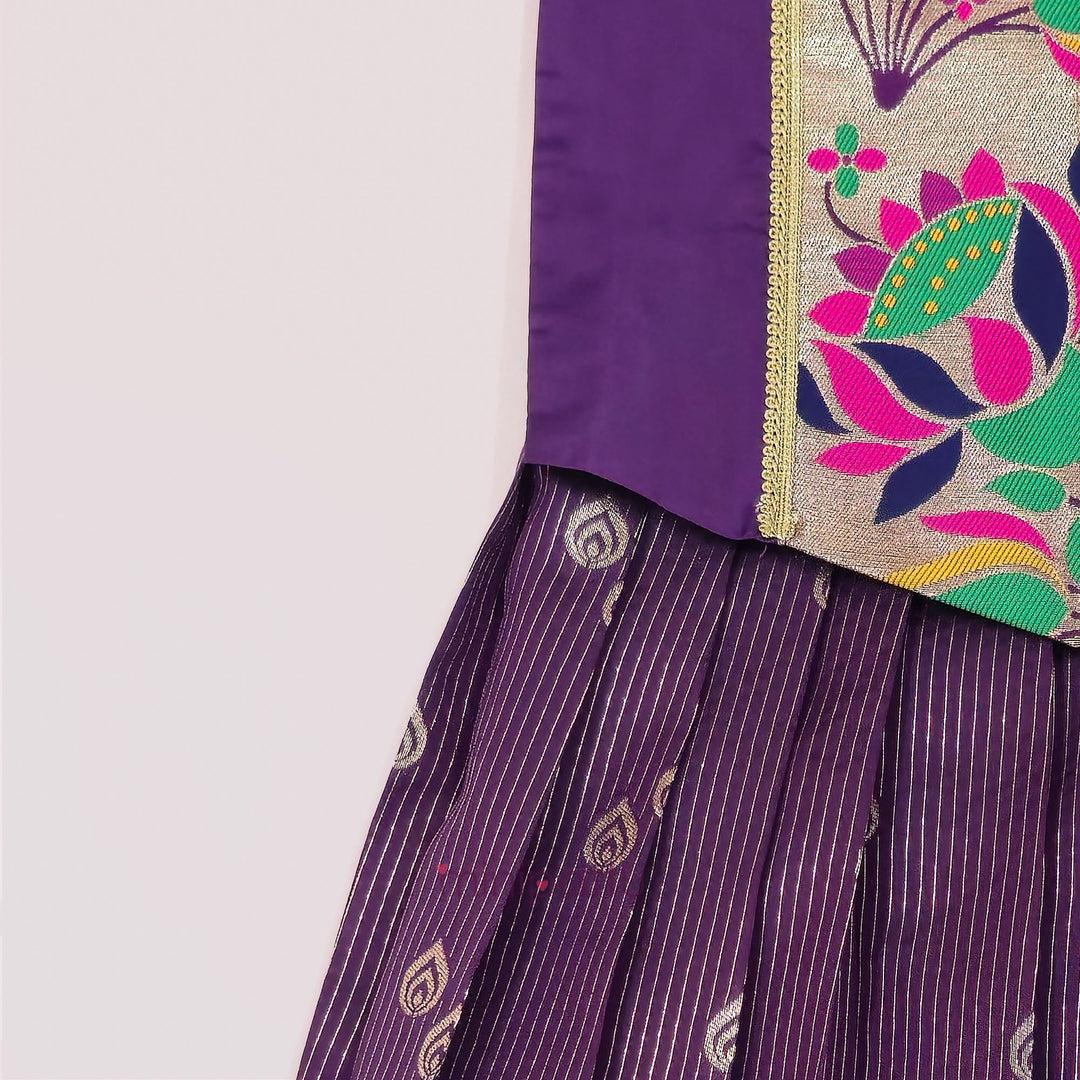 Paithani Purple Pattu Pavadai Minipattu