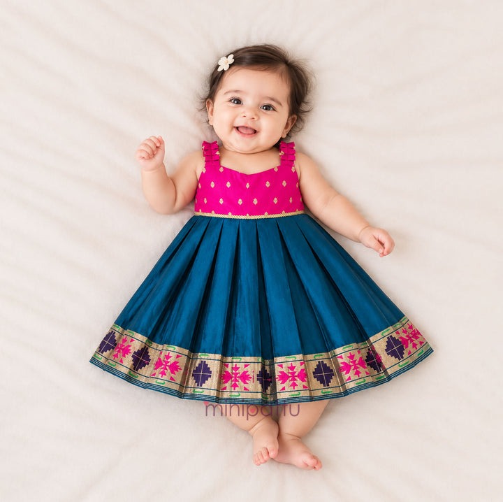 Viha - Pink Blue Frock Minipattu